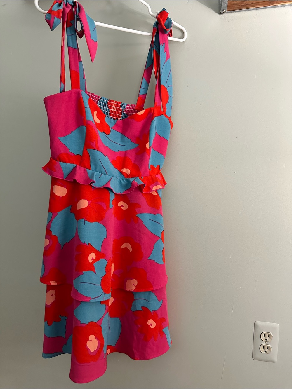 Show Me Your MuMu Pink Red Blue Floral Tie-Shoulder Sundress